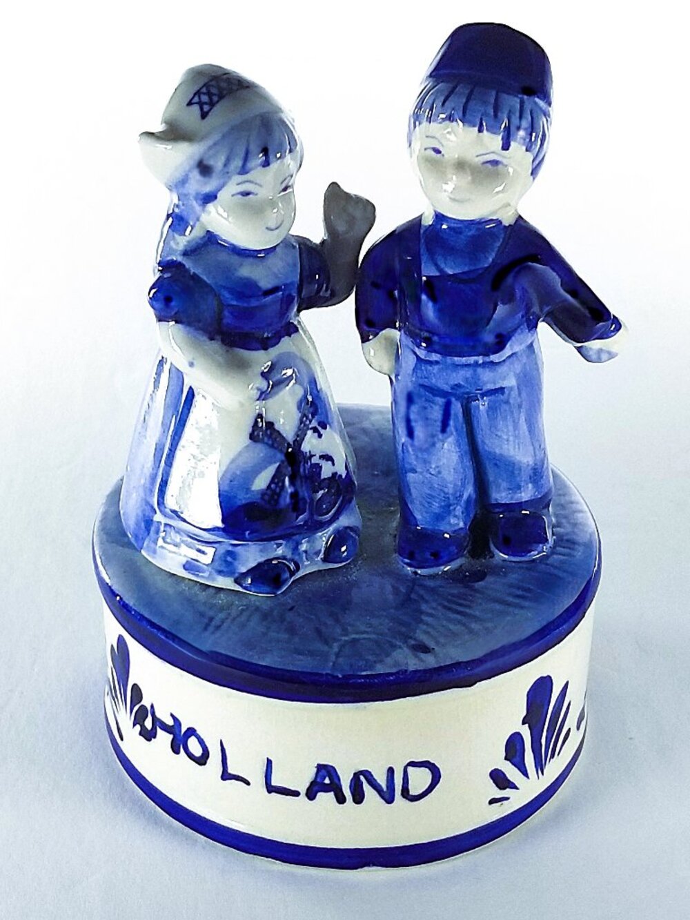 Delft Blue Dutch Boy Girl Figurine E.H. Hand Painted Porcelain Holland 93.10395